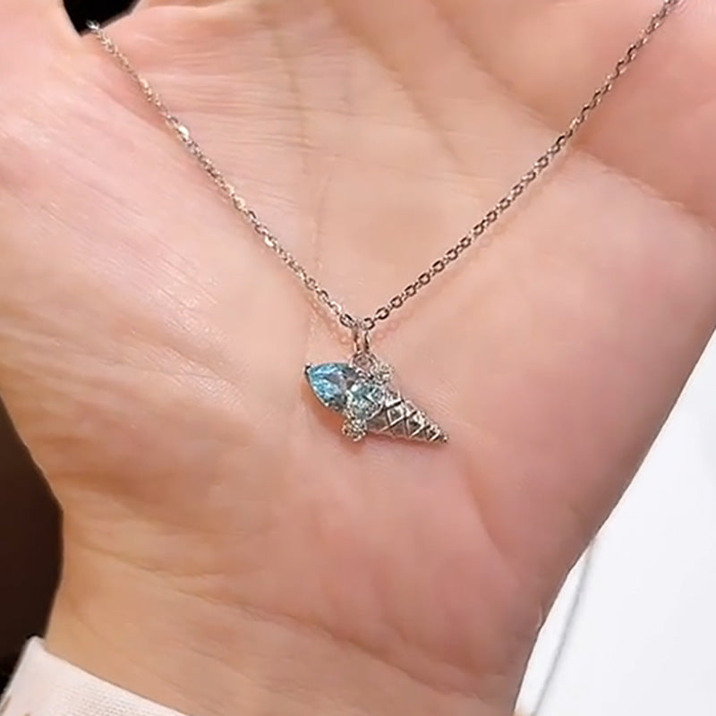 Zircon Ice Cream Pendant Necklace