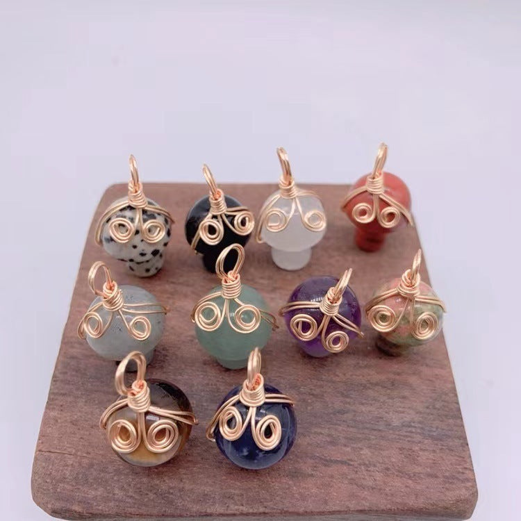 Winding Small Mushroom Natural Stone Necklaces