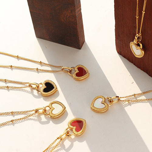 Double-Sided Color Heart-Shaped Necklace