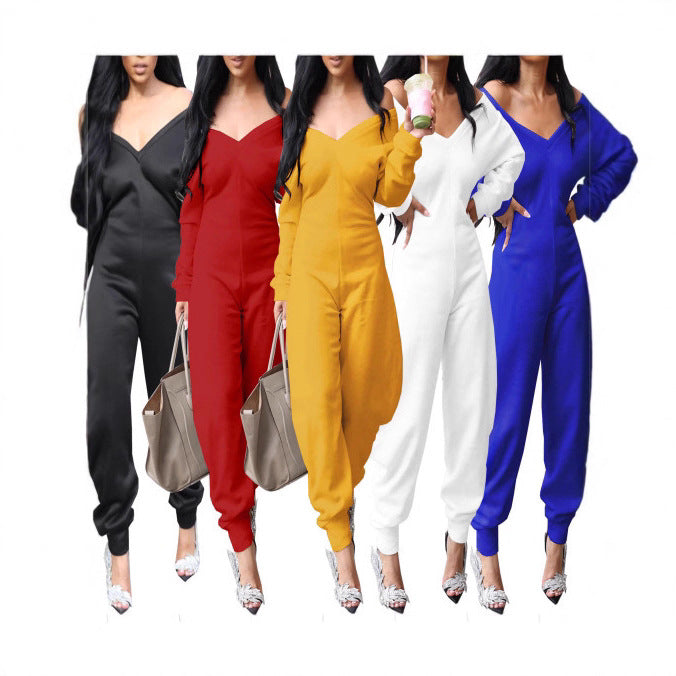 New Style European And American Women's Long-sleeve Athletic Hoodie Jumpsuit