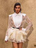 Chasya Long Sleeve Lace Shirt In White