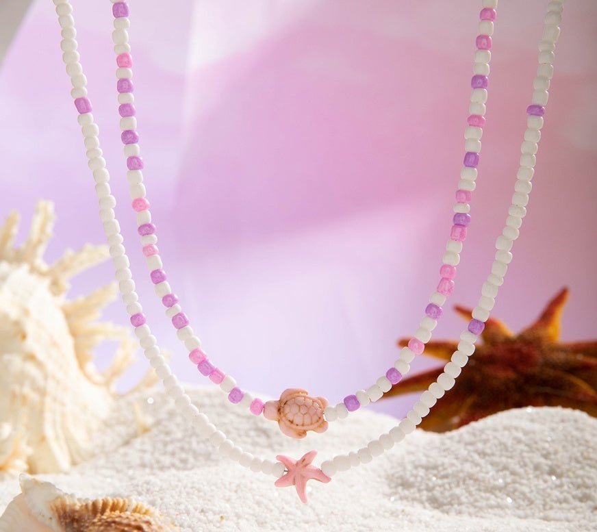 Colorful Beaded Resin Necklace Set for Women – 2-Piece