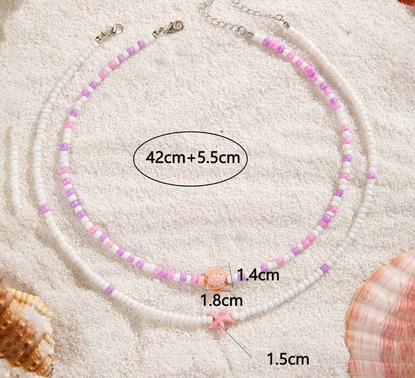 Colorful Beaded Resin Necklace Set for Women – 2-Piece