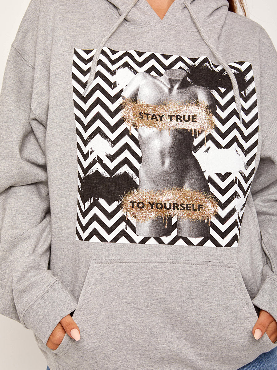 Stay True Graphic Fleeced Hoodie