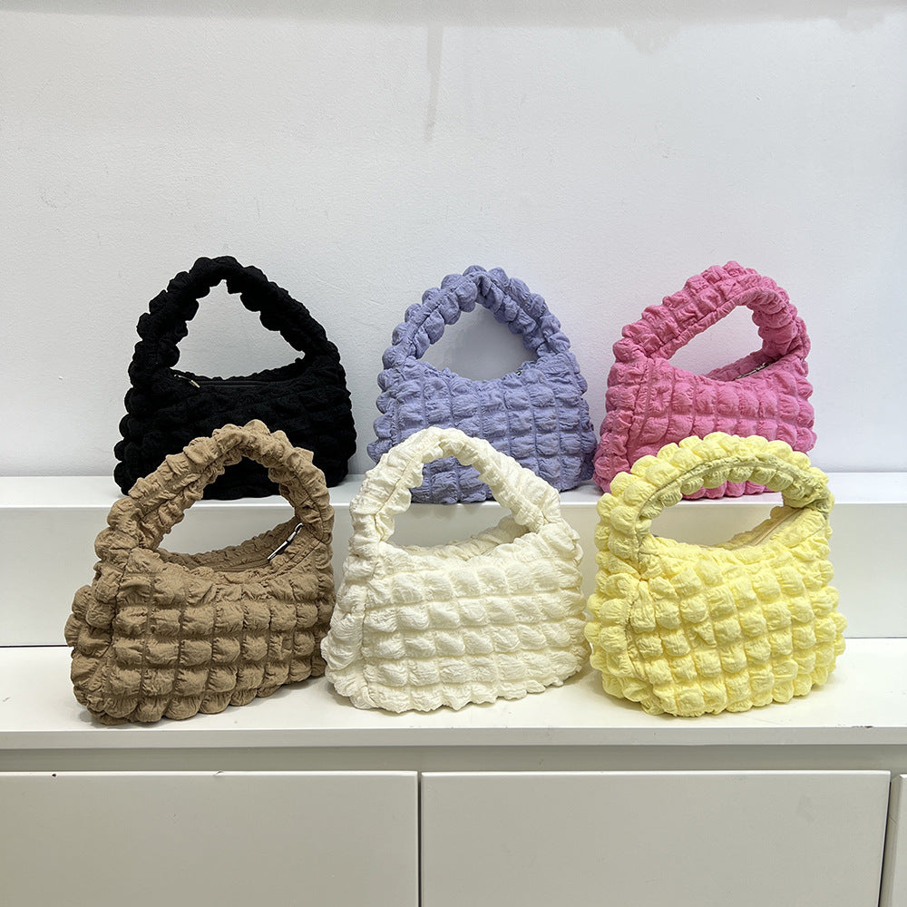 Western Style Gentle Pleated Bubble Handbag