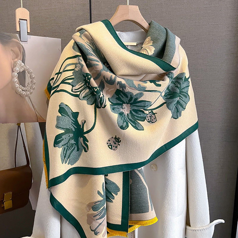 Double-sided Winter Thicken Thermal Scarf Temperament Shawl Outer Match