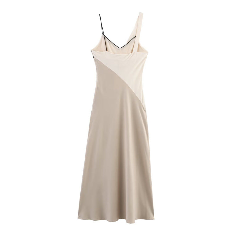 New Summer Slim-fitting Patchwork Midi Skirt Sling Dress