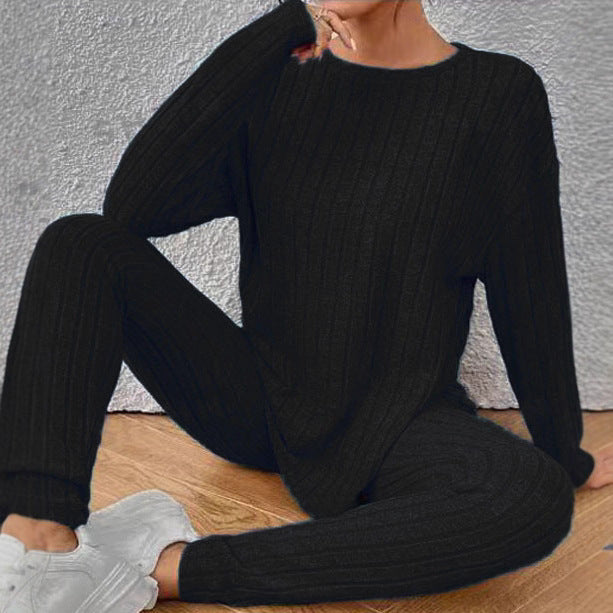 Sunken Stripe Fashion Casual Exercise Two-piece Homewear