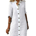 Half-sleeved Shirt Dress Summer V-neck Single-breasted Button Dresses Women's Clothing