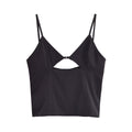 Fashionable V-neck Sleeveless Backless Black Hollow Camisole Women