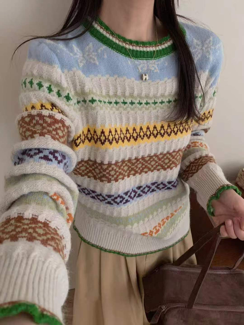 Women's Korean-style High-end Loose Jacquard Knitted Sweater