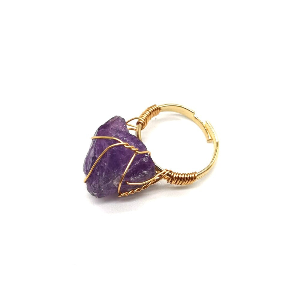 Adjustable Rough Stone Agate Ring