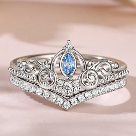 Crown Shape Lady Couple Rings Simple Fashion Valentine's Day Gift Ornament