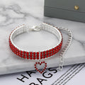 Three-row Stretch Pet Rhinestone Necklace Cat Dog Collar