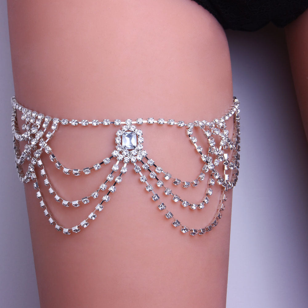 Fashionable And Versatile Diamond-set Body Chain For Women