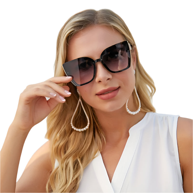 1pc Stylish Women's Cat-Eye Fashion Glasses - Gradient Brown to Pink Lenses, Black Plastic Frame