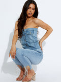 High Waisted Diamante Tassle Hem Denim  Jeans