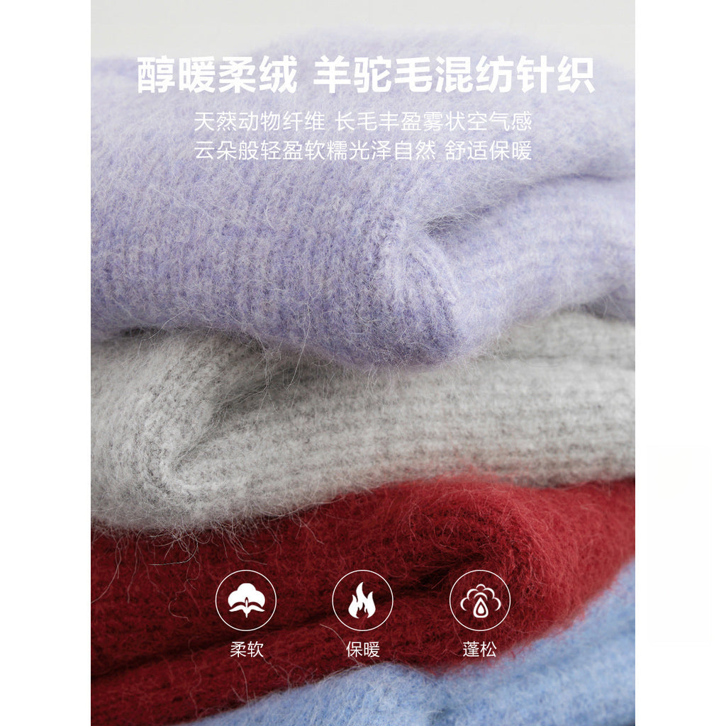 Women's Red Alpaca Wool Pullover Sweater, Soft And Cozy Knit Top Year Wear
