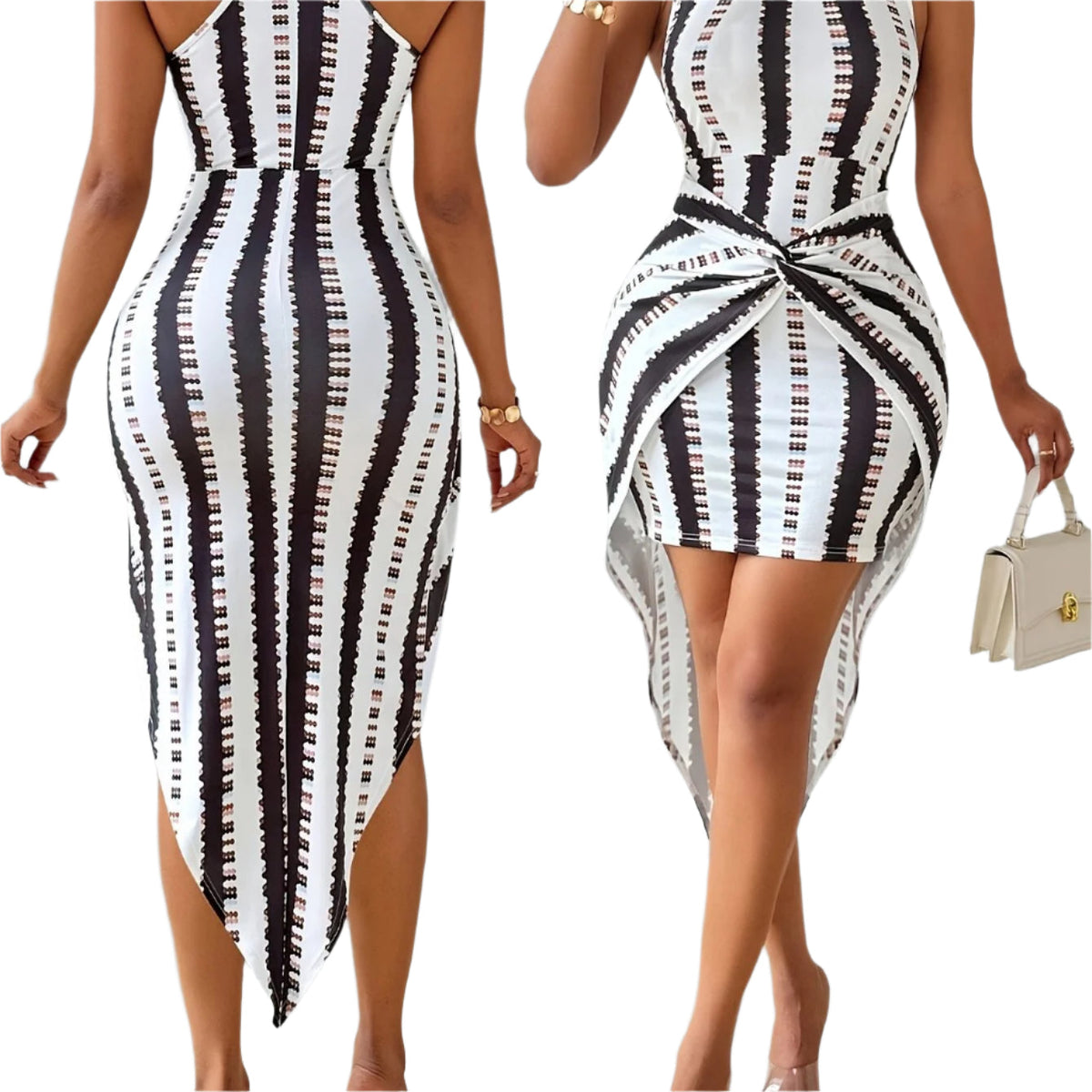 Women's Elegant Striped Stylish, Printed Casual Dress
