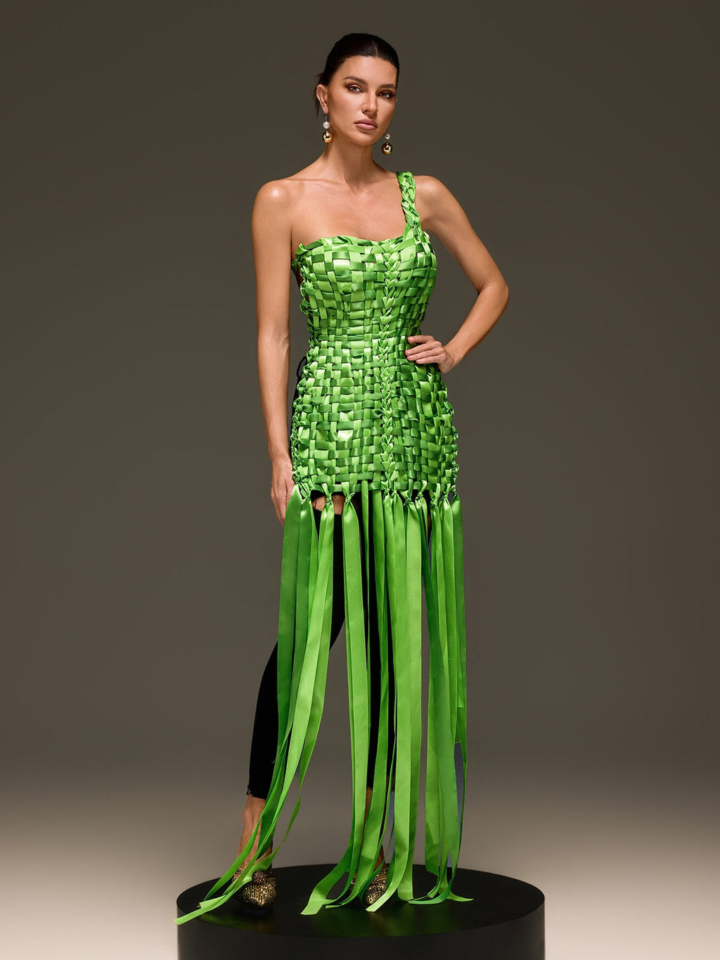 Domna Halterneck Woven Maxi Dress In Green