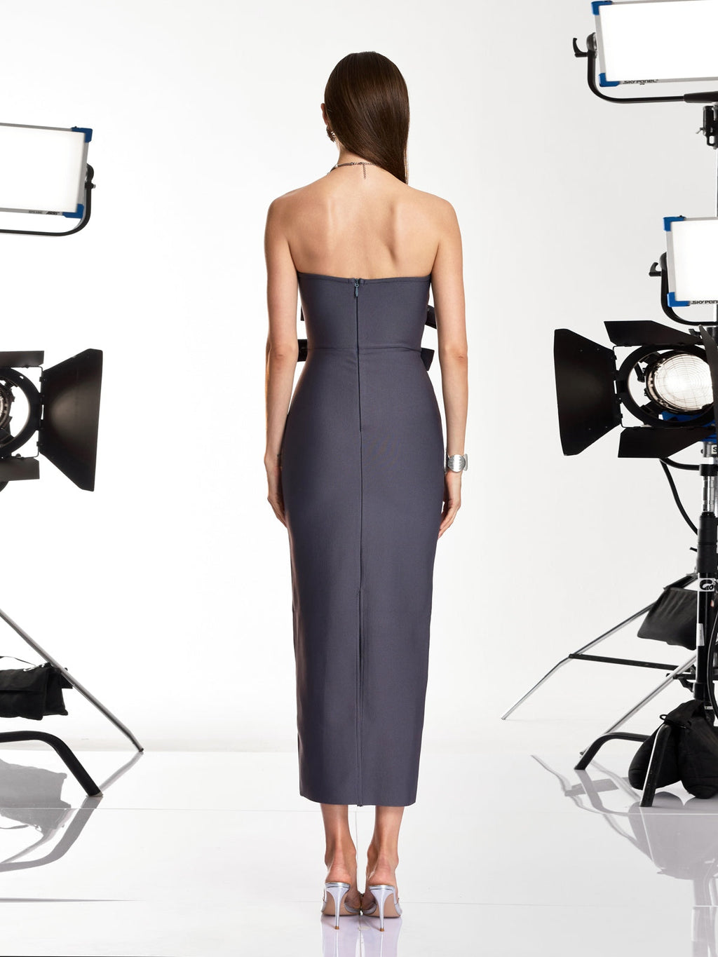 Drexyla Strapless Bow Bandage Maxi Dress