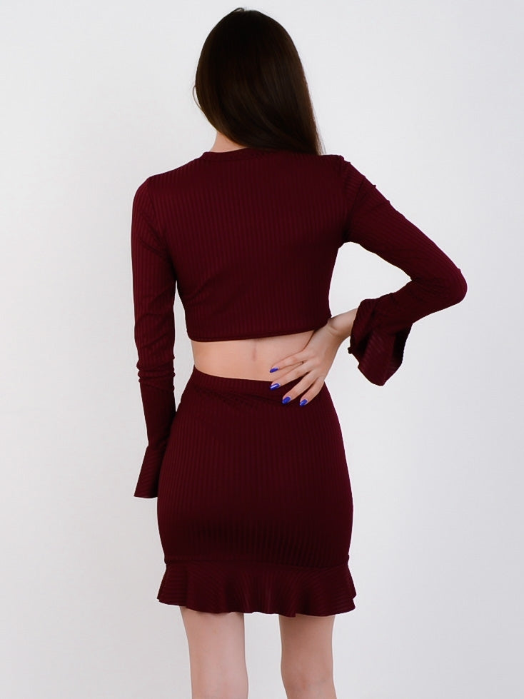 Ribbed Crop Top & Frill Skirt Co-ord