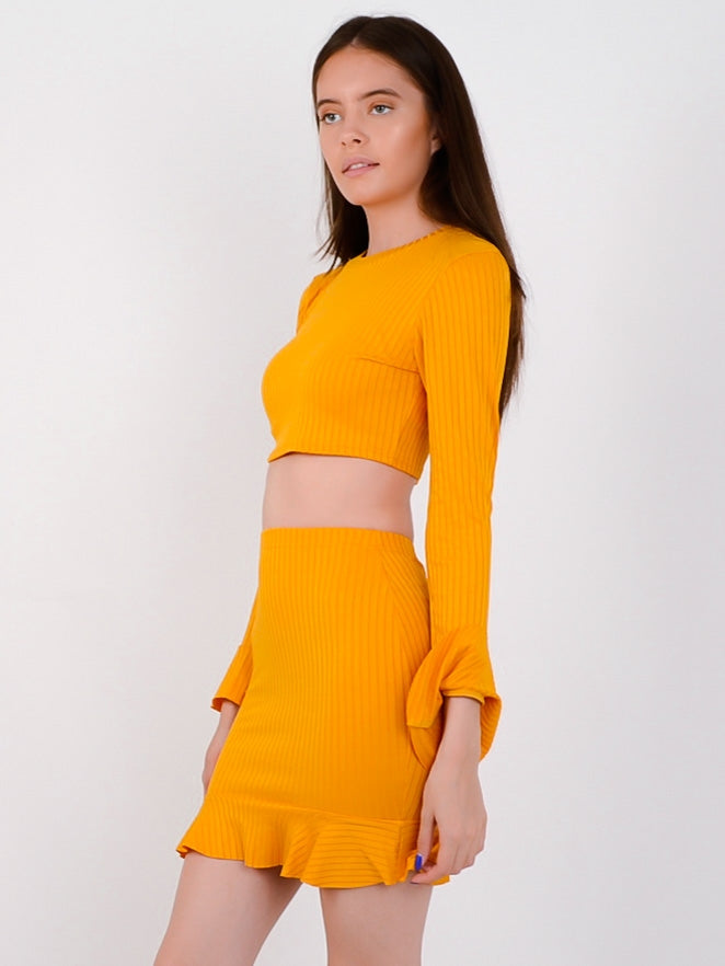 Ribbed Crop Top & Frill Skirt Co-ord