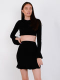 Ribbed Crop Top & Frill Skirt Co-ord