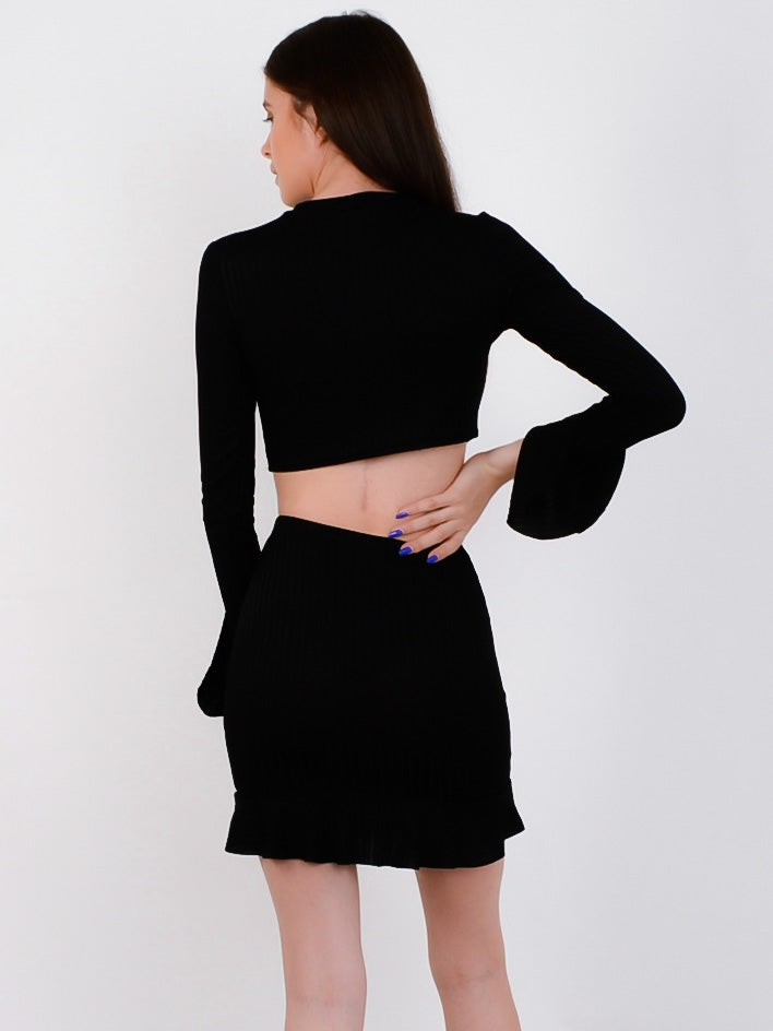 Ribbed Crop Top & Frill Skirt Co-ord