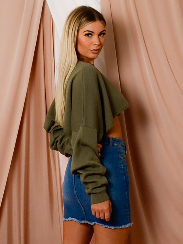 Cropped Batwing Knitted Jumper