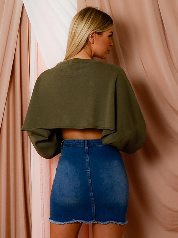 Cropped Batwing Knitted Jumper