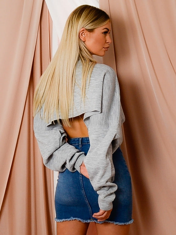 Cropped Batwing Knitted Jumper