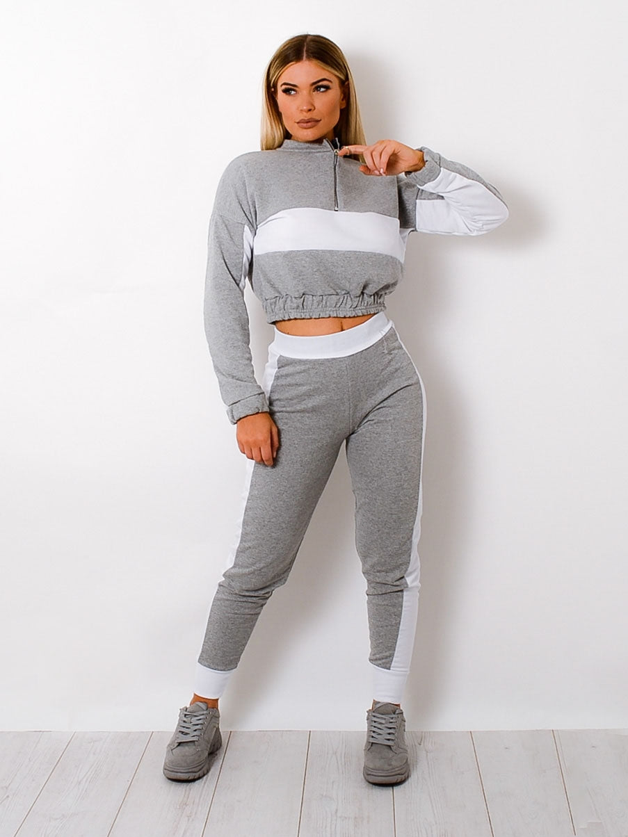 Contrast Panelled Zip Lounge Set