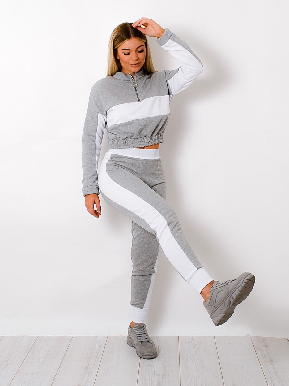 Contrast Panelled Zip Lounge Set