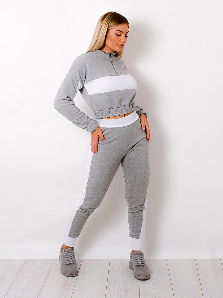 Contrast Panelled Zip Lounge Set