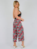 Floral Print Backless Jumpsuit