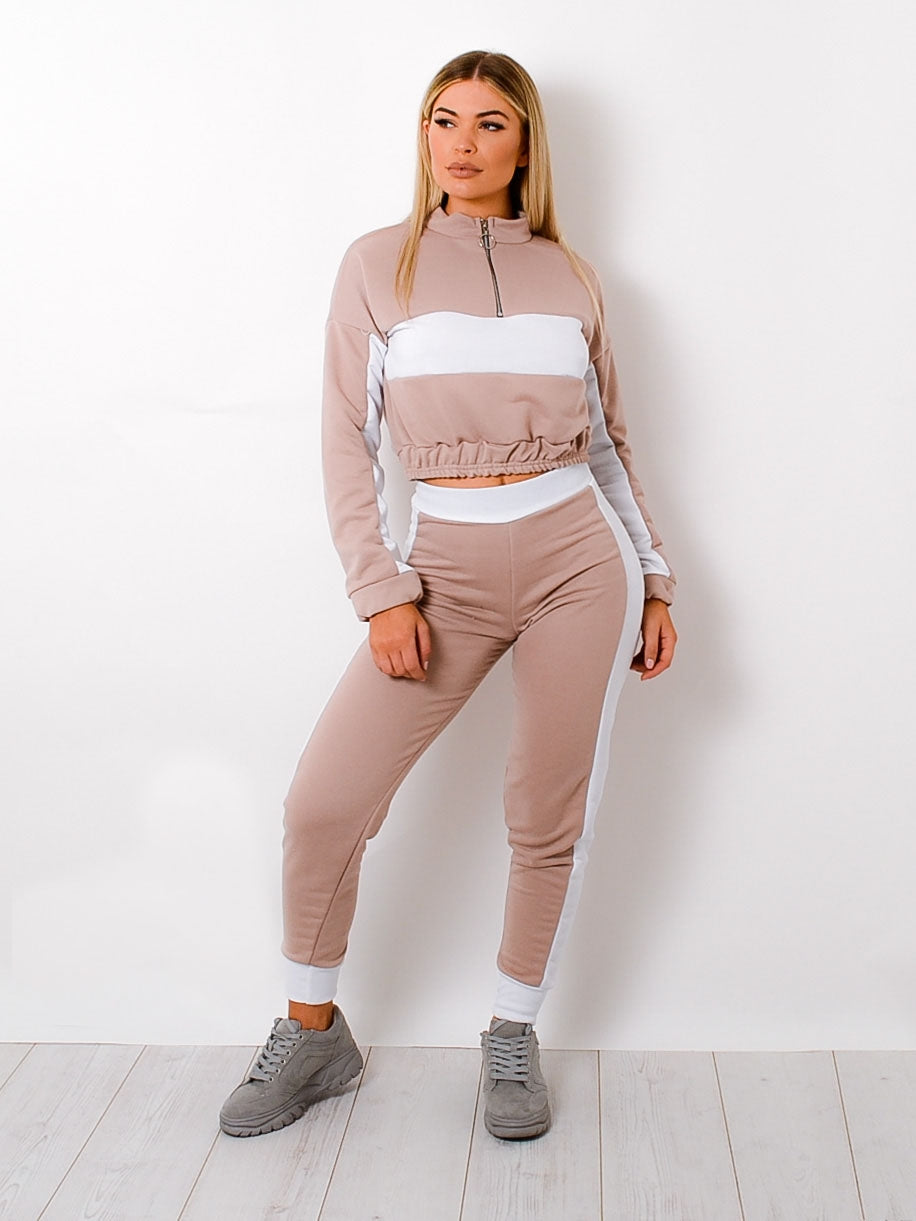 Contrast Panelled Zip Lounge Set