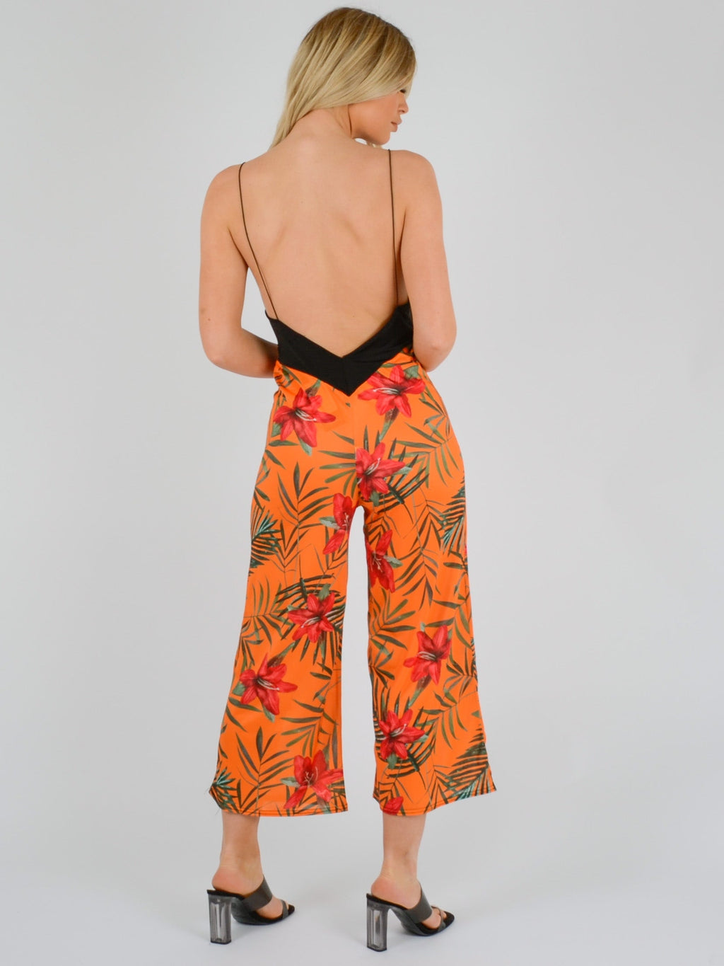 Botanic Print Backless Jumpsuit