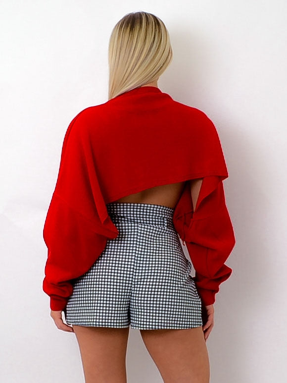 Cropped Batwing Knitted Jumper