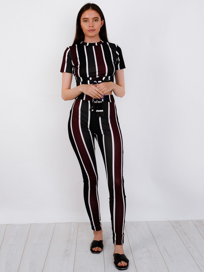 Multi Striped Ribbed Crop Top & Trouser Co-ord