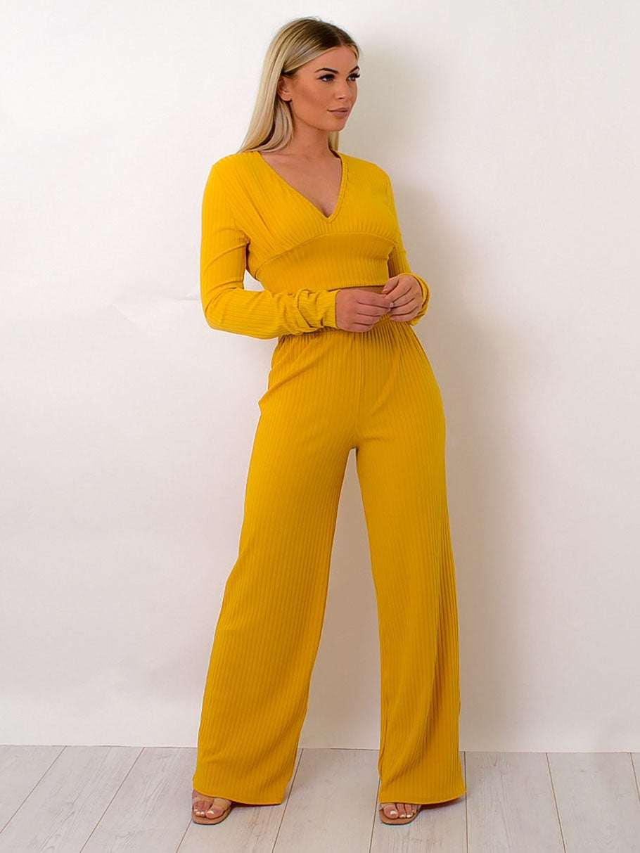 Ribbed Plunge Neck Co-ord
