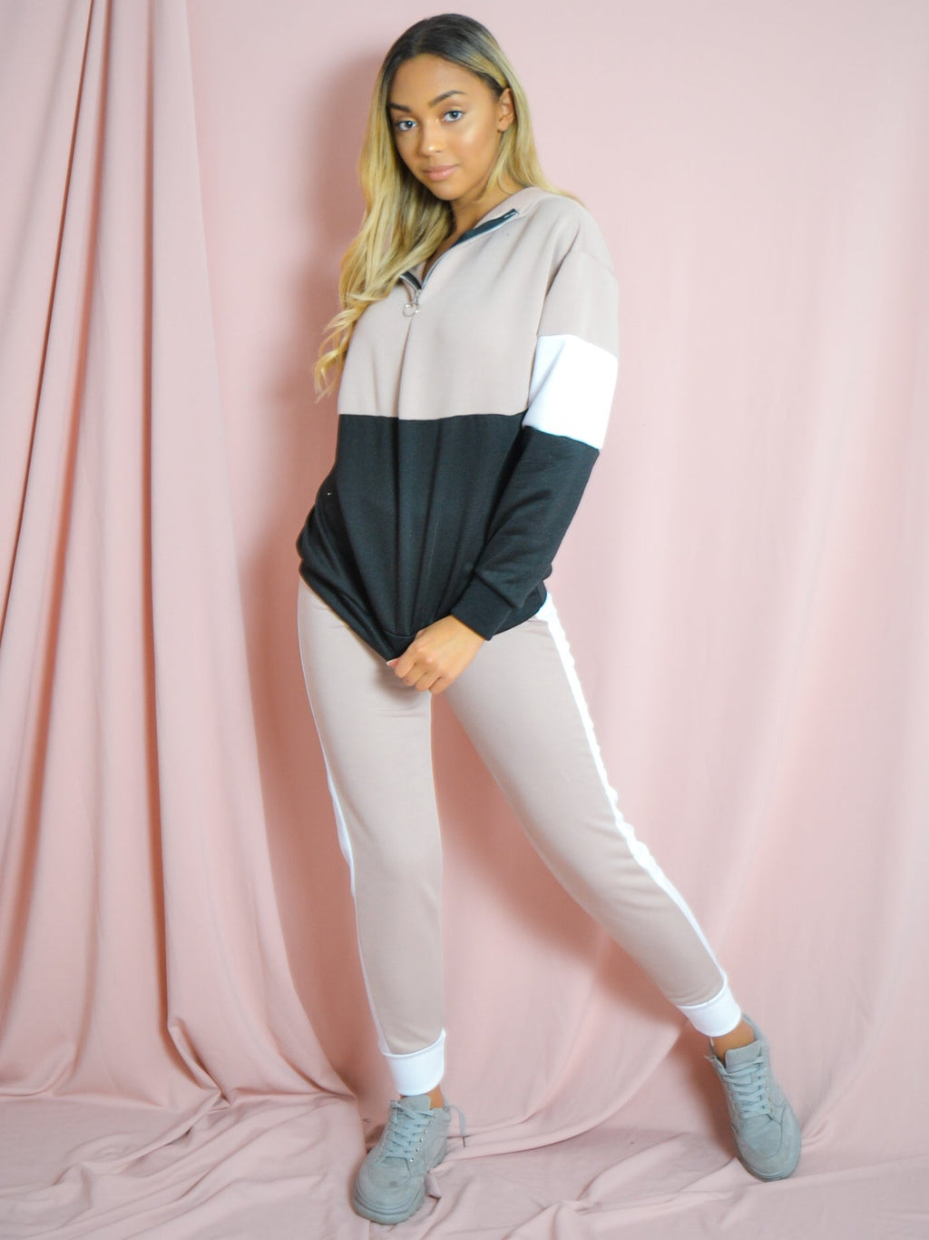 Contrast Colour Block Hoodie & Trouser Co-ord