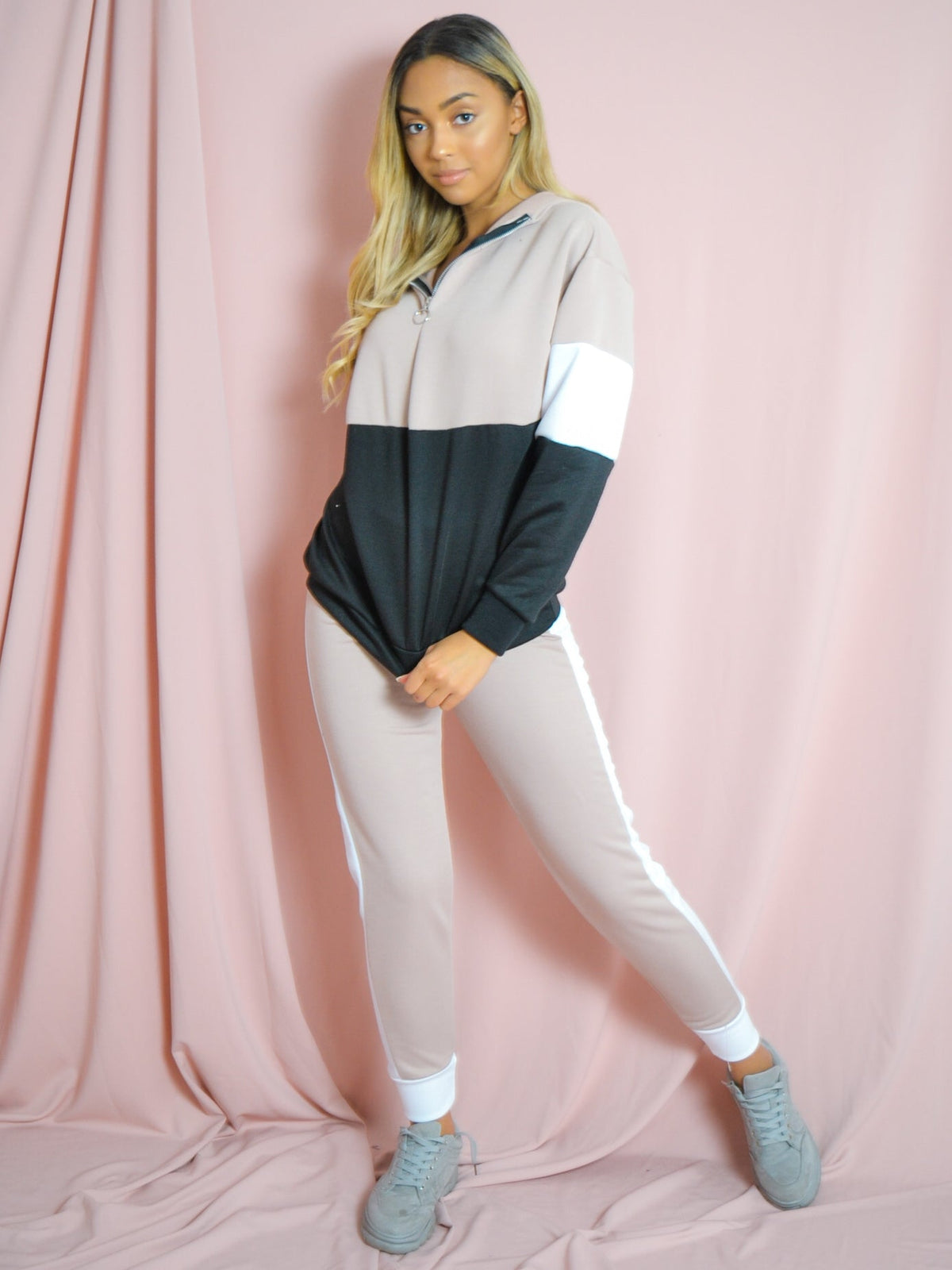 Contrast Colour Block Hoodie & Trouser Co-ord