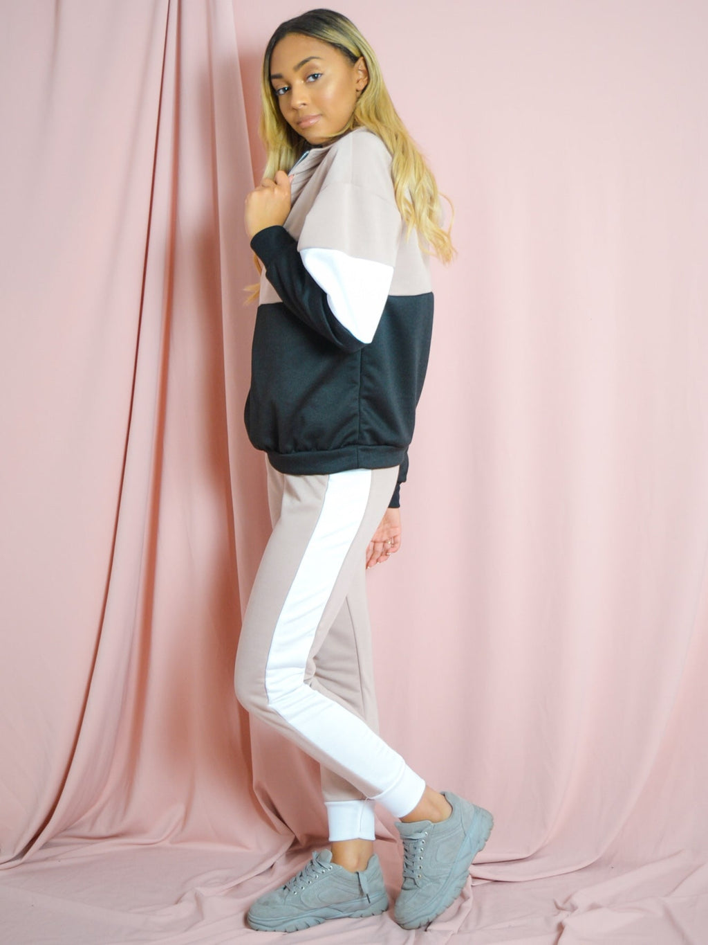 Contrast Colour Block Hoodie & Trouser Co-ord