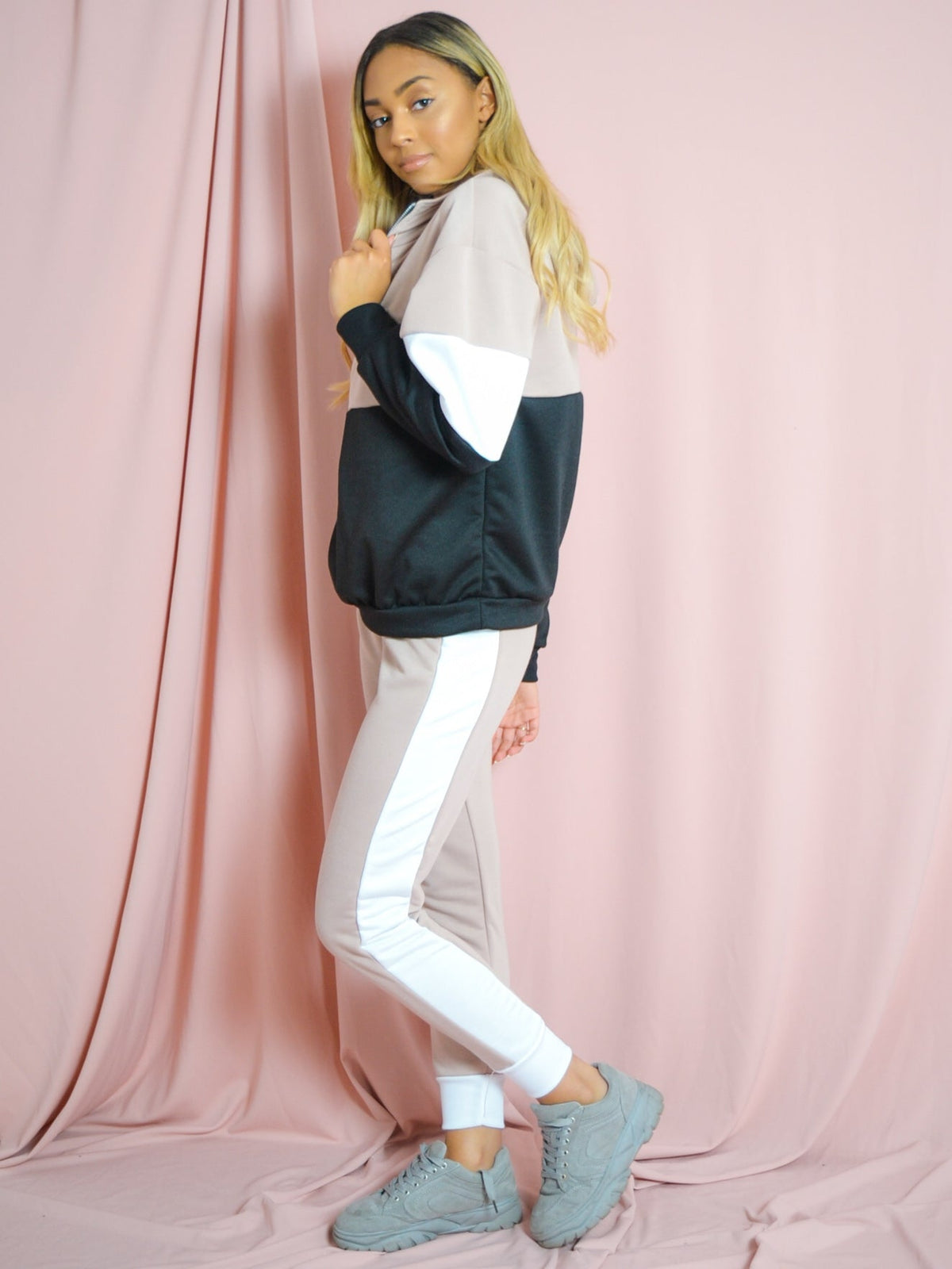 Contrast Colour Block Hoodie & Trouser Co-ord