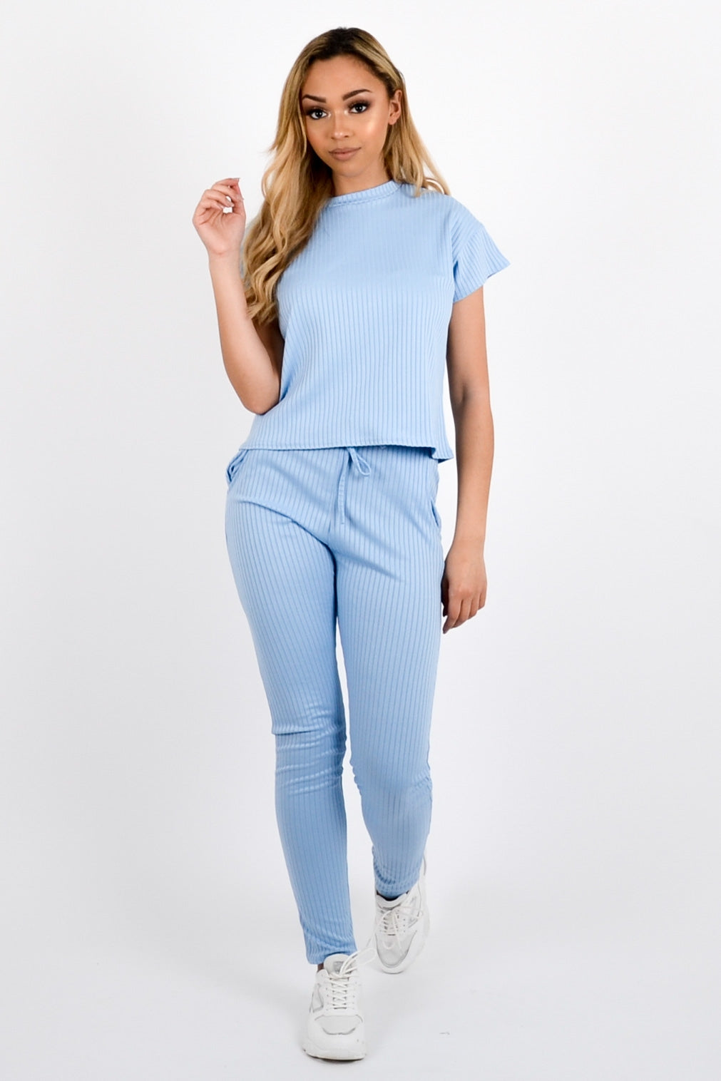 Ribbed Short Sleeve Boxy Loungewear Co-ord