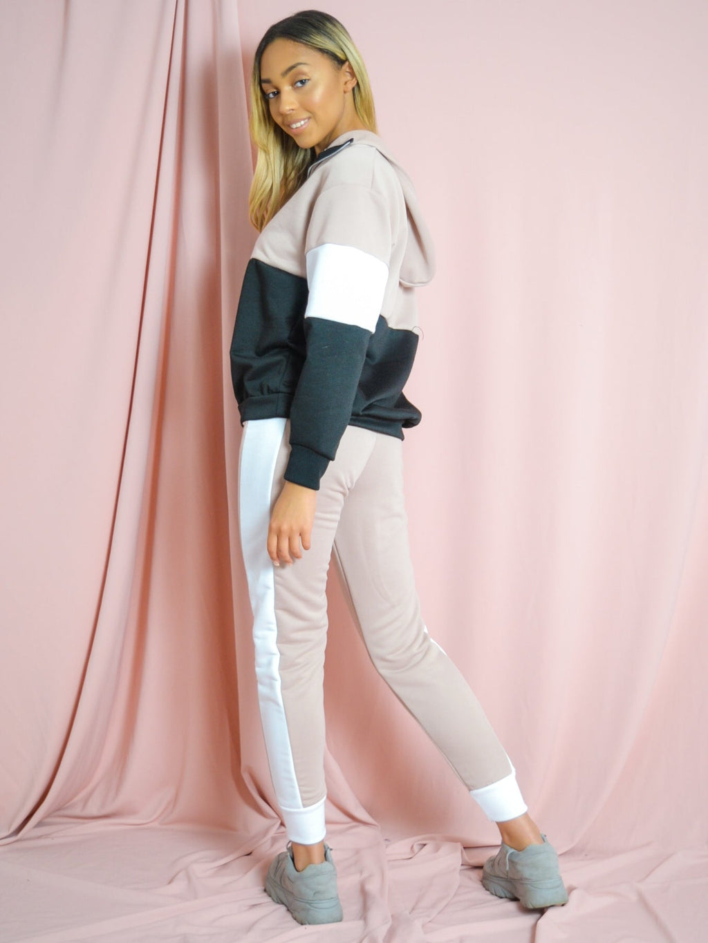 Contrast Colour Block Hoodie & Trouser Co-ord
