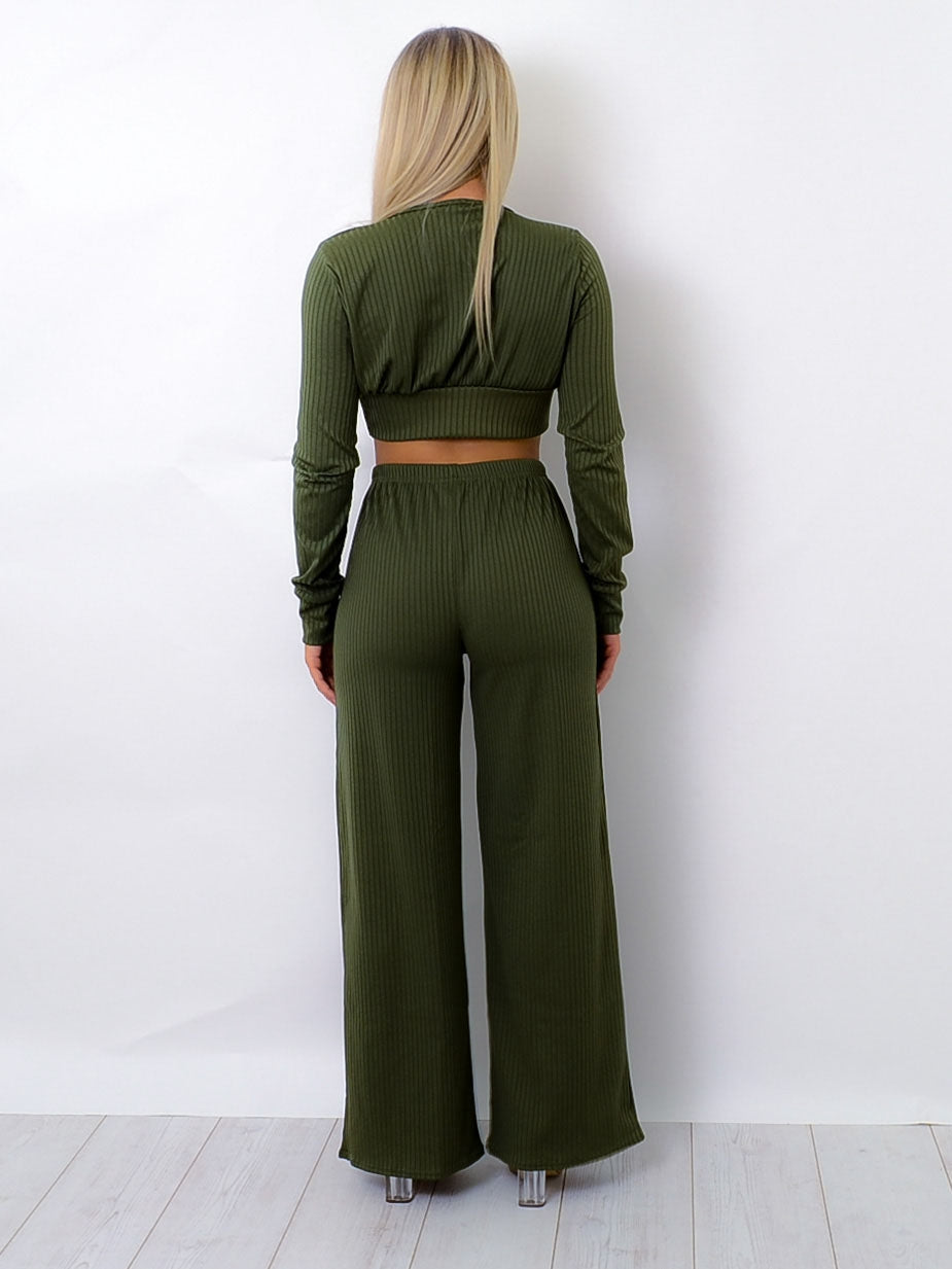 Ribbed Plunge Neck Co-ord