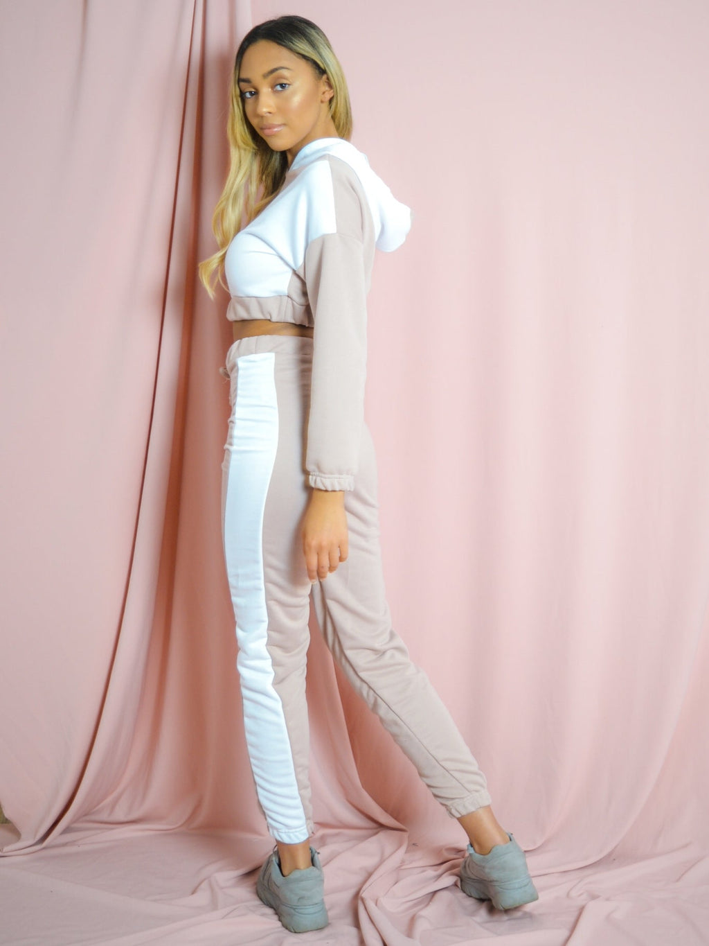 Contrast Cropped Hoodie & Trouser Co-ord