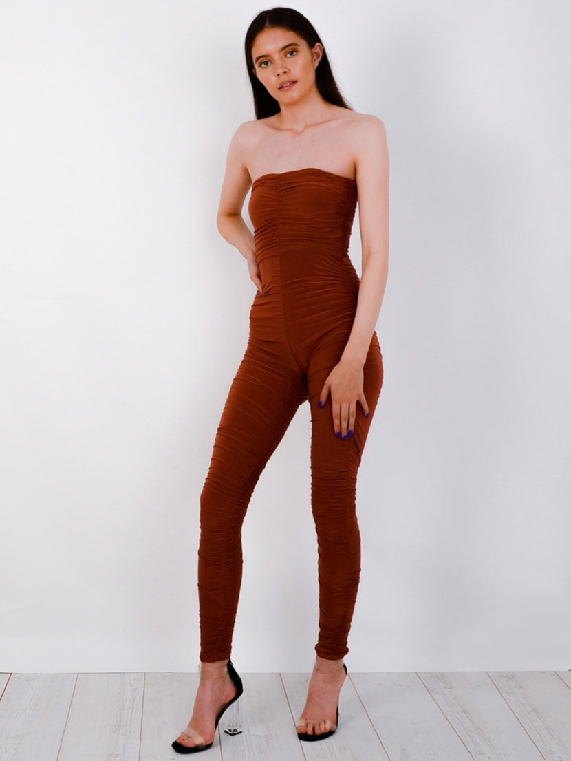 Slinky Ruched Bandeau Jumpsuit